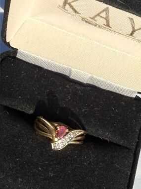 10k Gold Ruby Ring with Diamond Accents